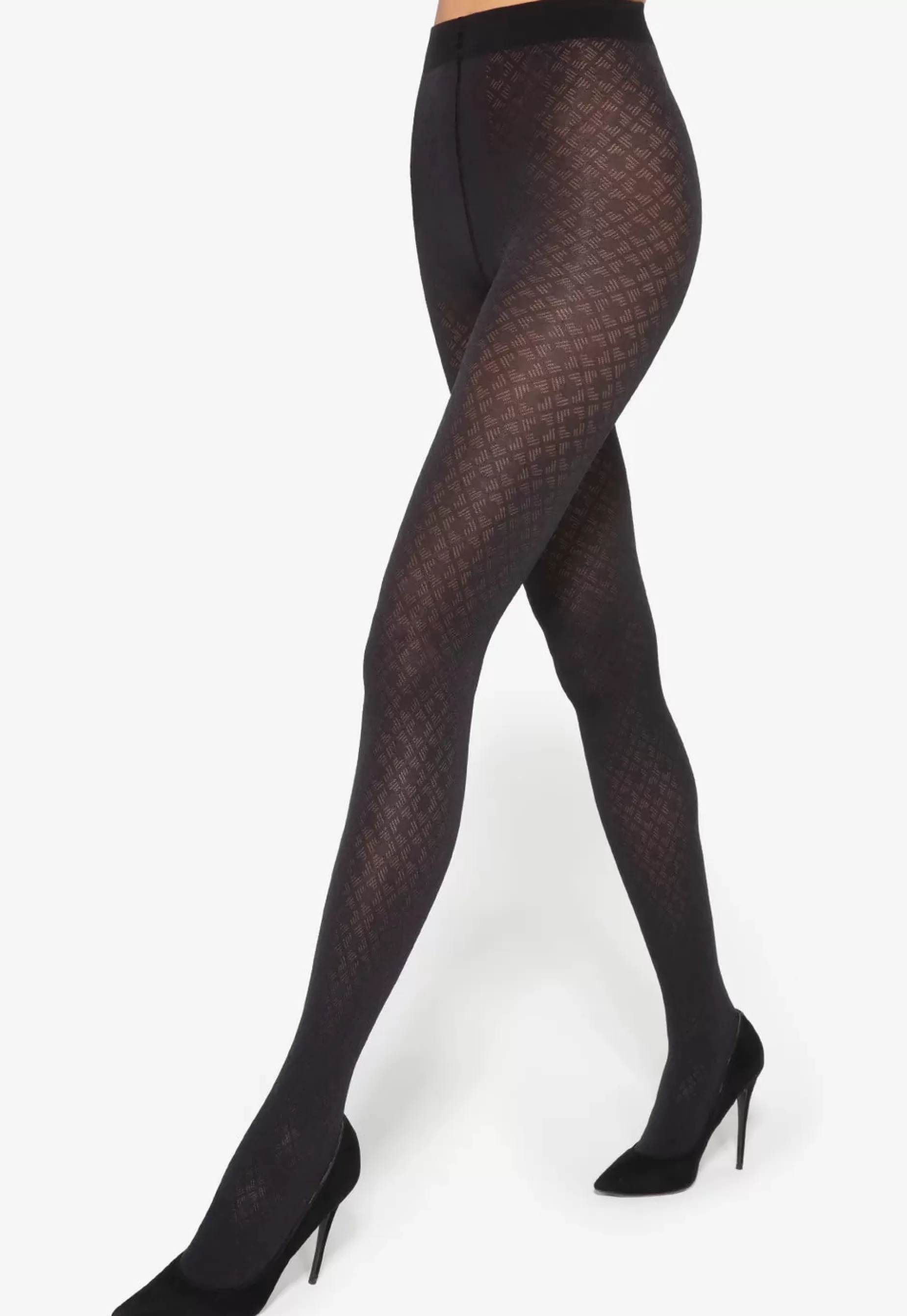 Patterned Tights | Gatta Loretta 135 Parquet Diamond Patterned Opaque Tights By Nero: Black