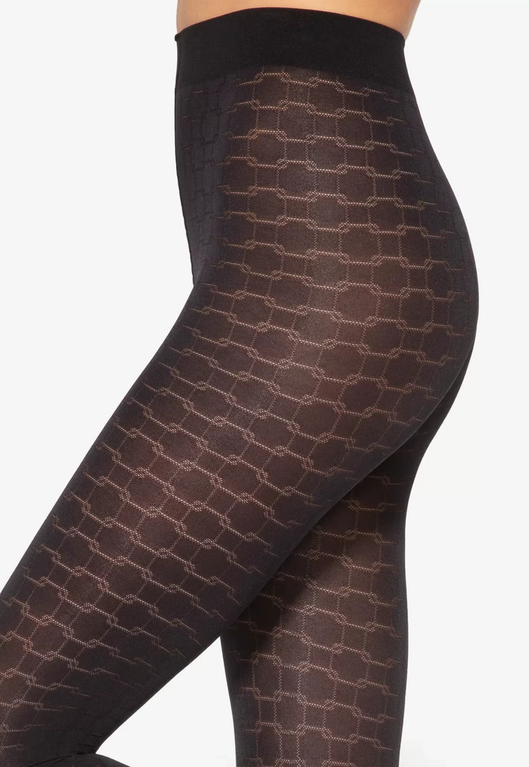 Stripe & Check Tights | Gatta Loretta 136 Chainlink Patterned Opaque Tights By Nero: Black