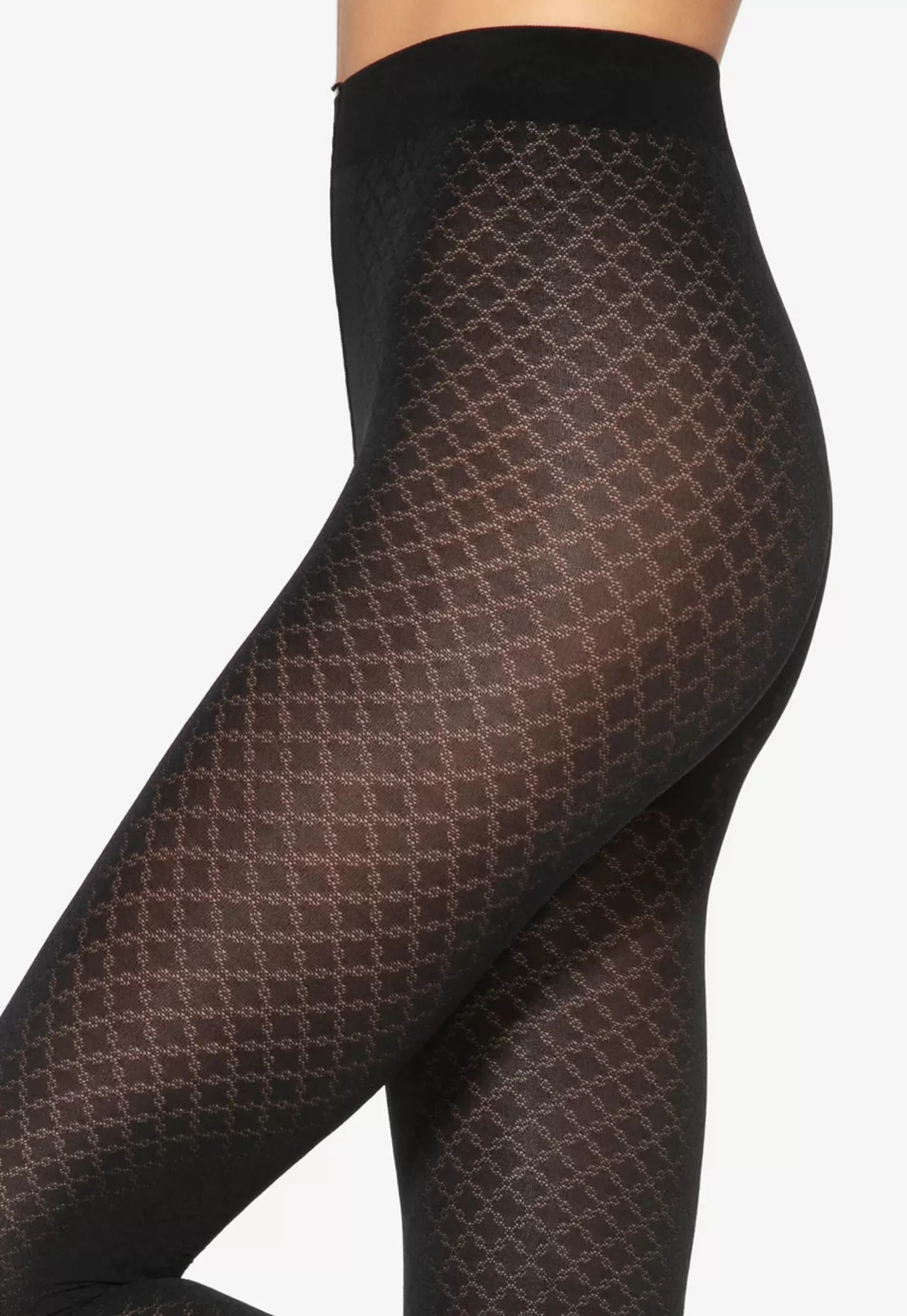 Patterned Tights | Gatta Loretta 139 Chained Diamonds Patterned Opaque Tights By Nero: Black