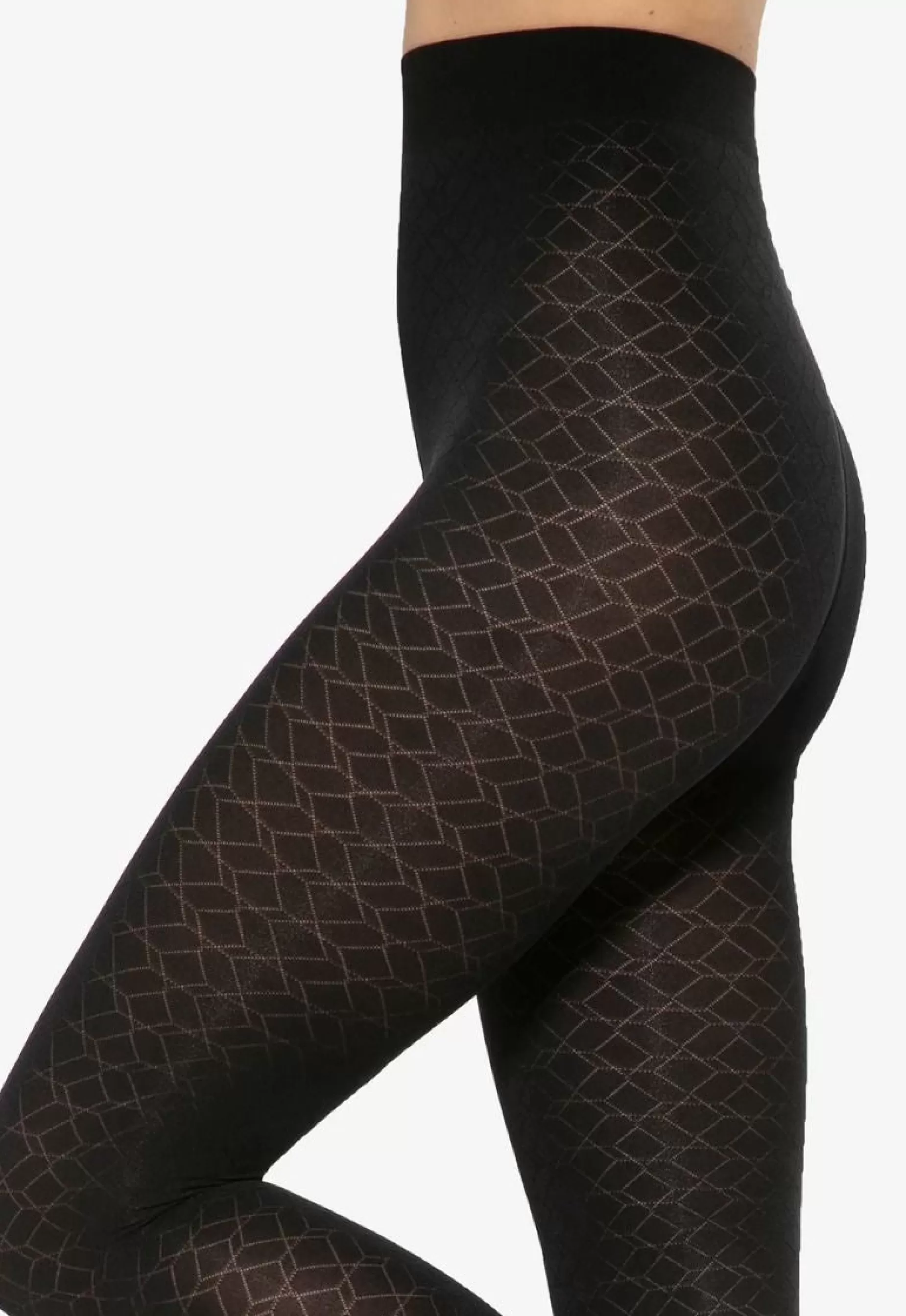 Patterned Tights | Gatta Loretta 141 Hexagon Patterned Opaque Tights By Nero: Black