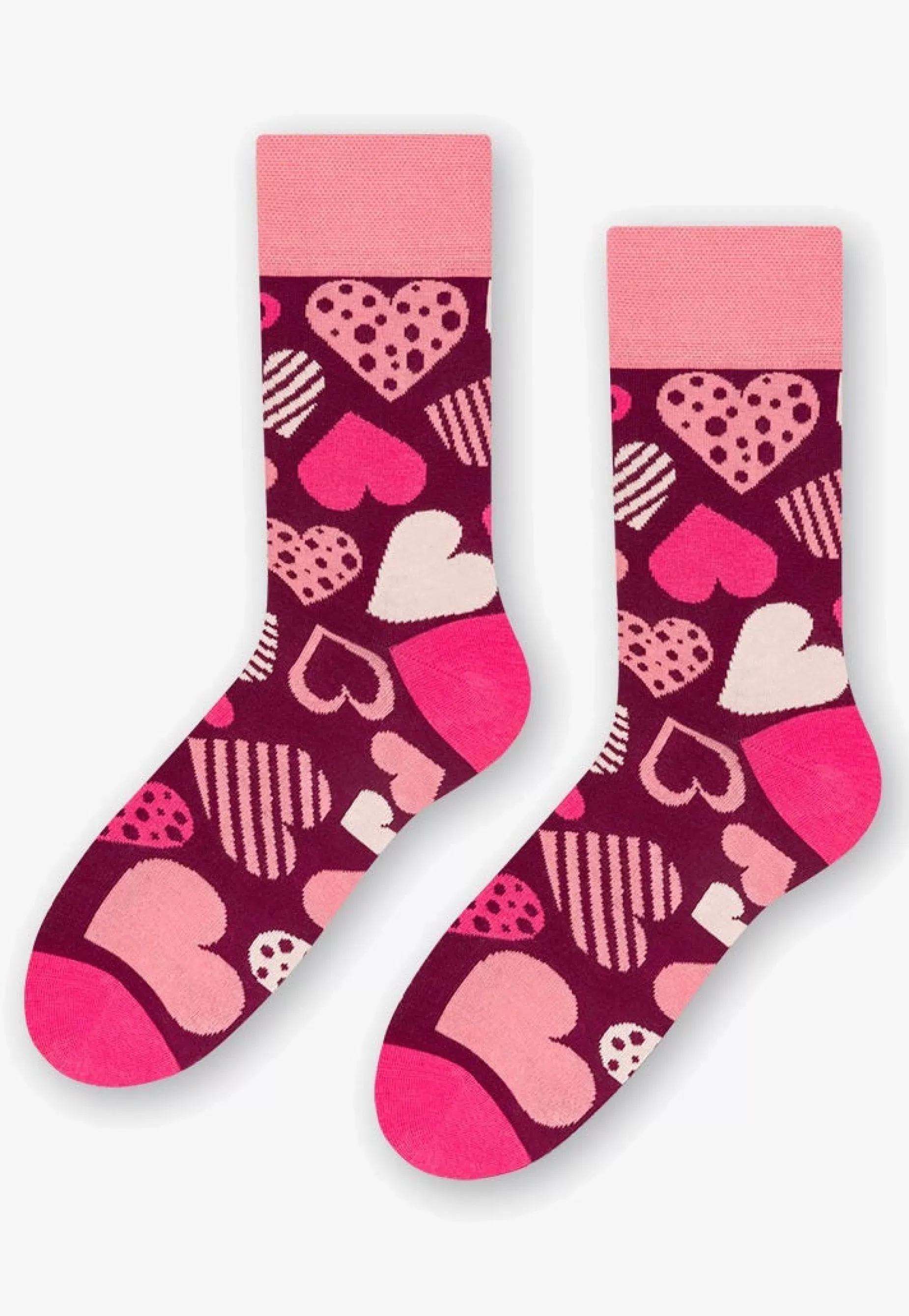 Cotton Socks | More Love Hearts Patterned Socks In By Burgundy