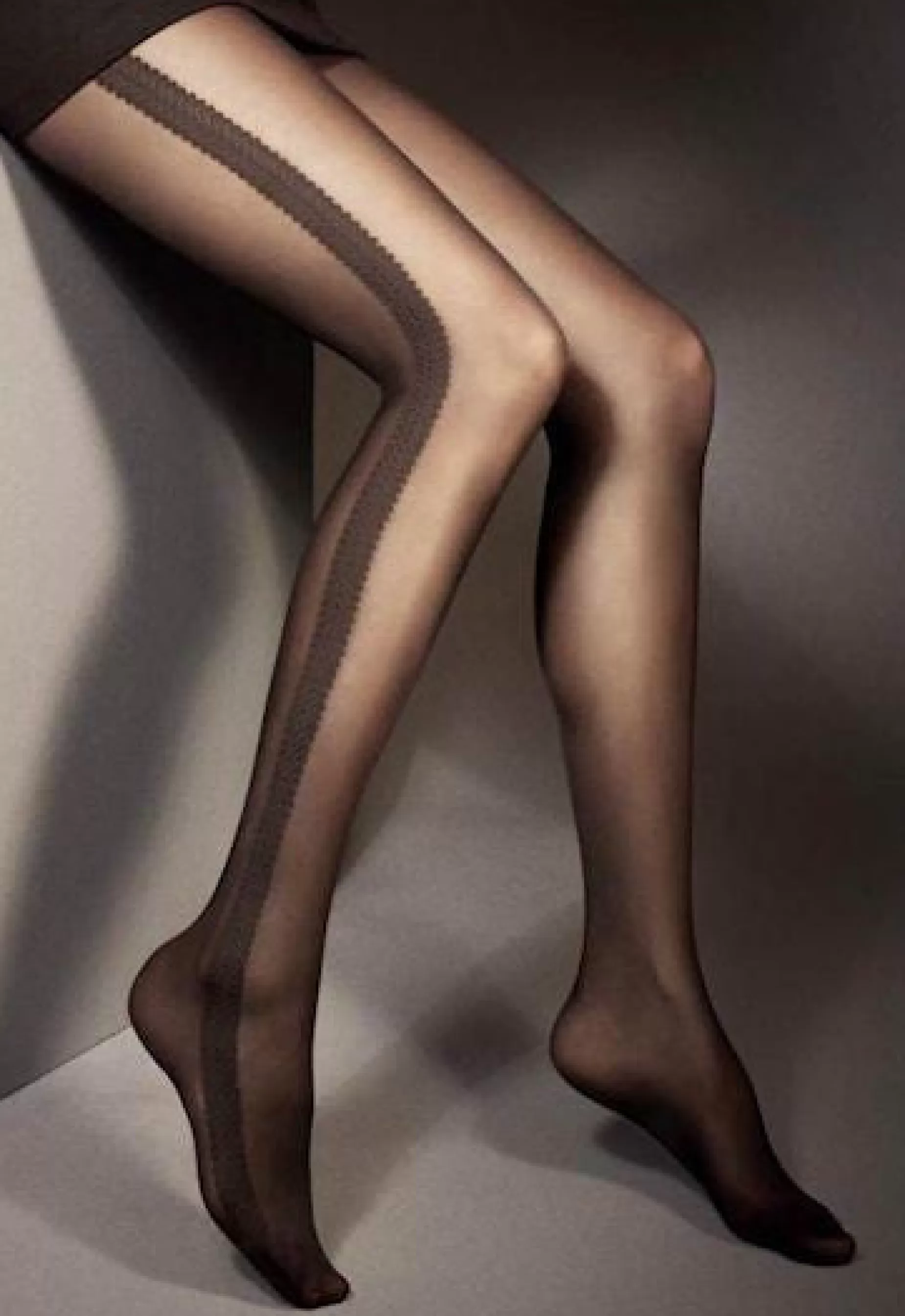 Sheer Tights | Veneziana Lucy Side Stripe Patterned Sheer Tights By Nero: Black