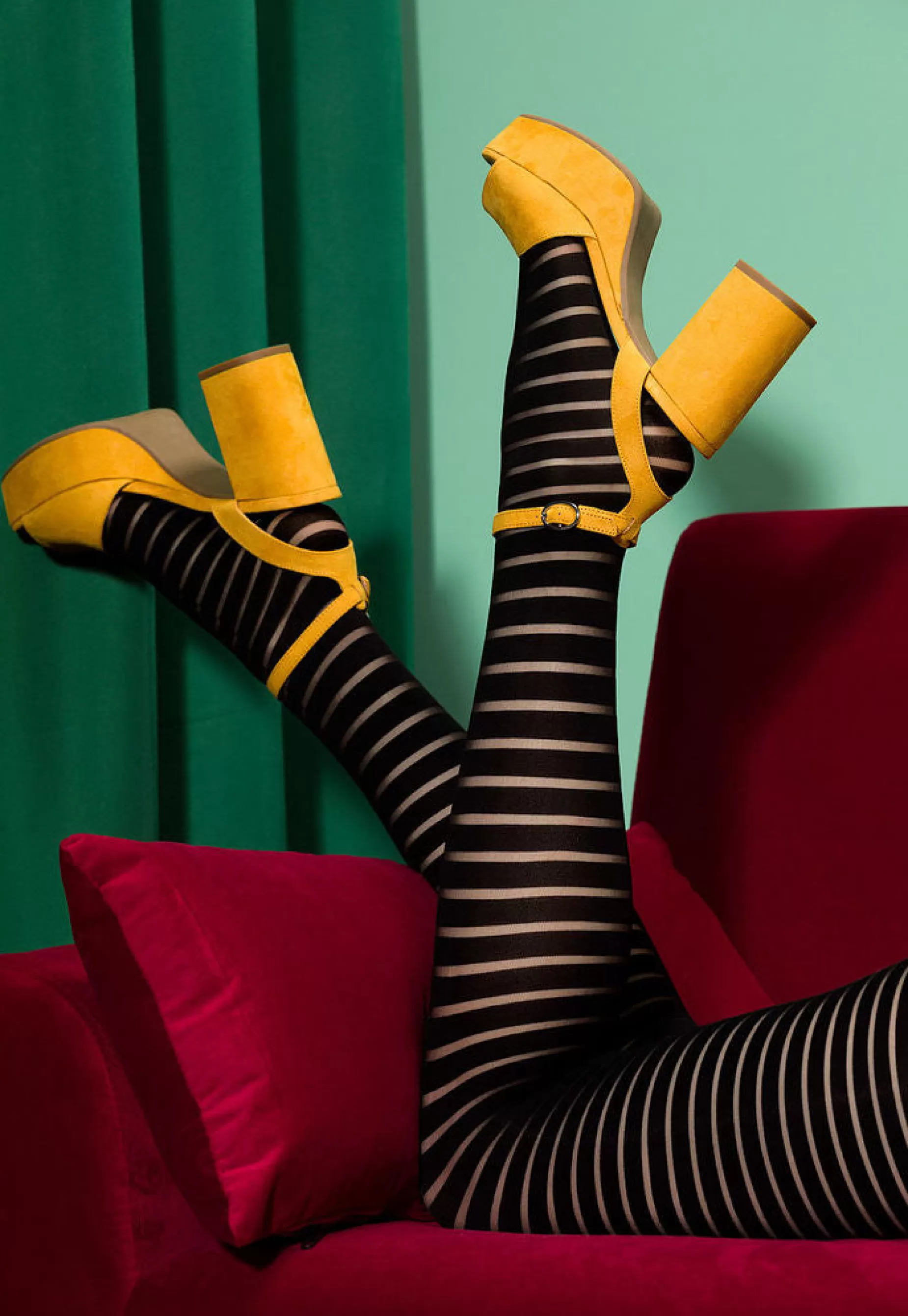 Thick Tights | Gabriella Maya Striped Patterned Opaque Tights By Nero: Black