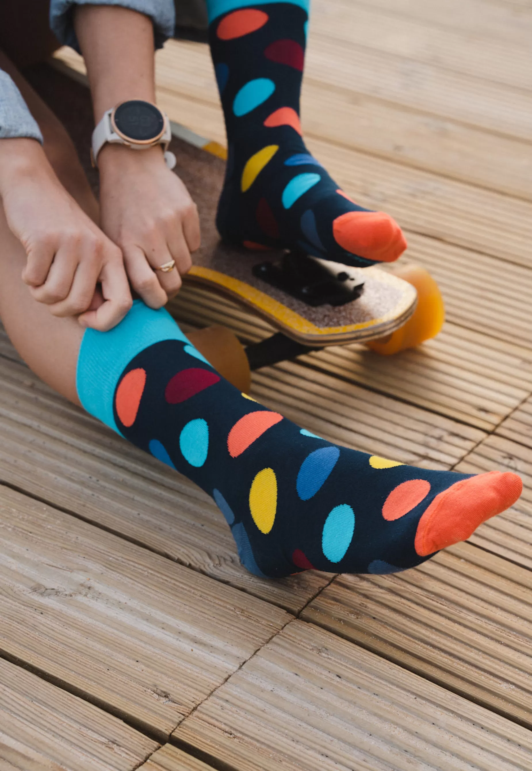 Cotton Socks | More Mega Polka Dot Patterned Socks In By Navy