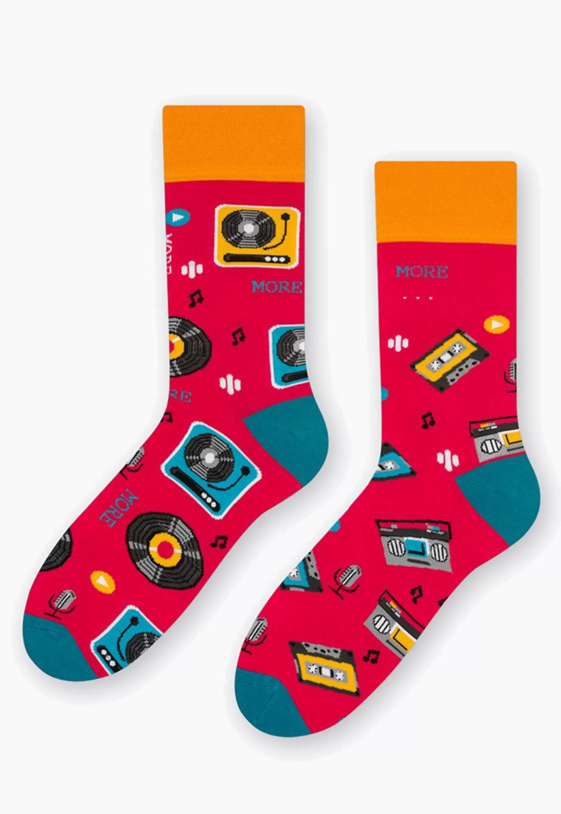 Men's Socks | More Music Odd Patterned Socks In Red By Raspberry