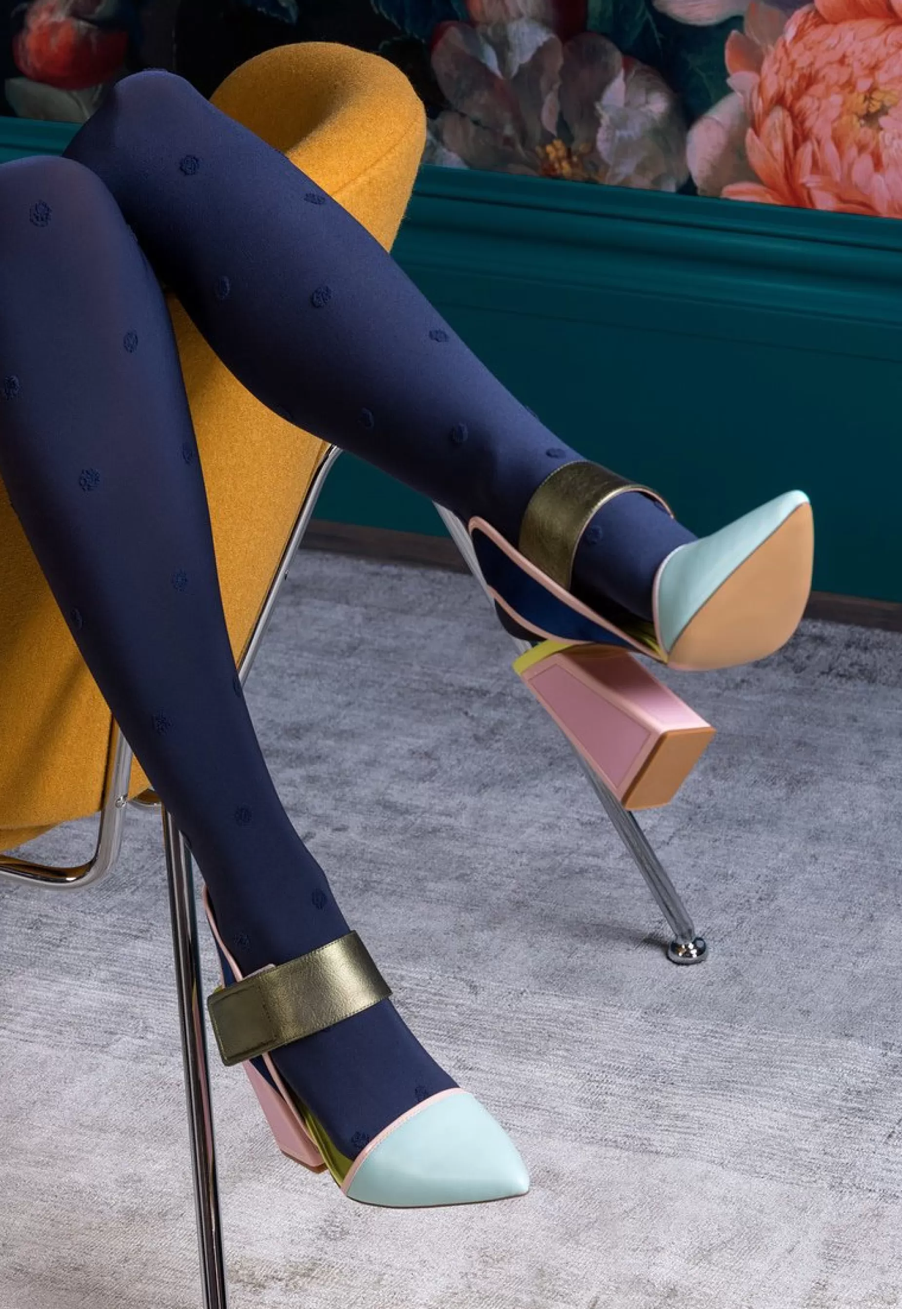 Polka Dot Tights | Gabriella Nelly Textured Polka Dots Patterned Opaque Tights By