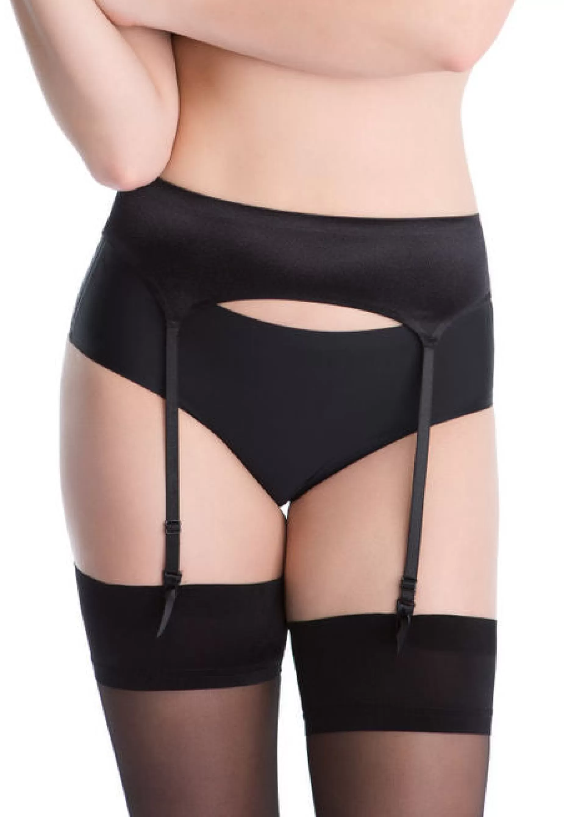 Suspender Belts | Julimex Orchid Satin 4 Straps Suspender Belt By Black