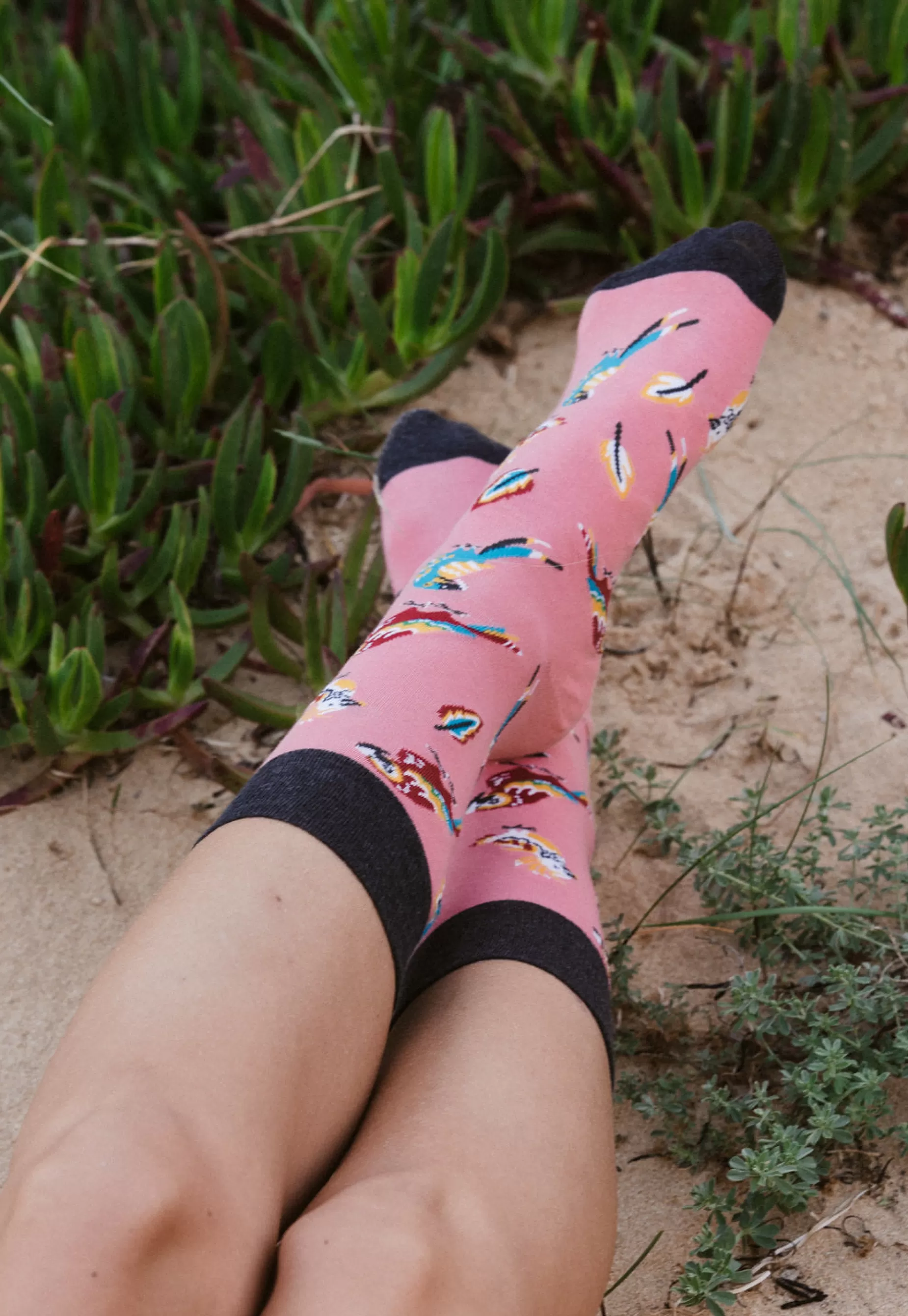 Men's Socks | More Parrots Patterned Socks In Pink By Salmon Pink
