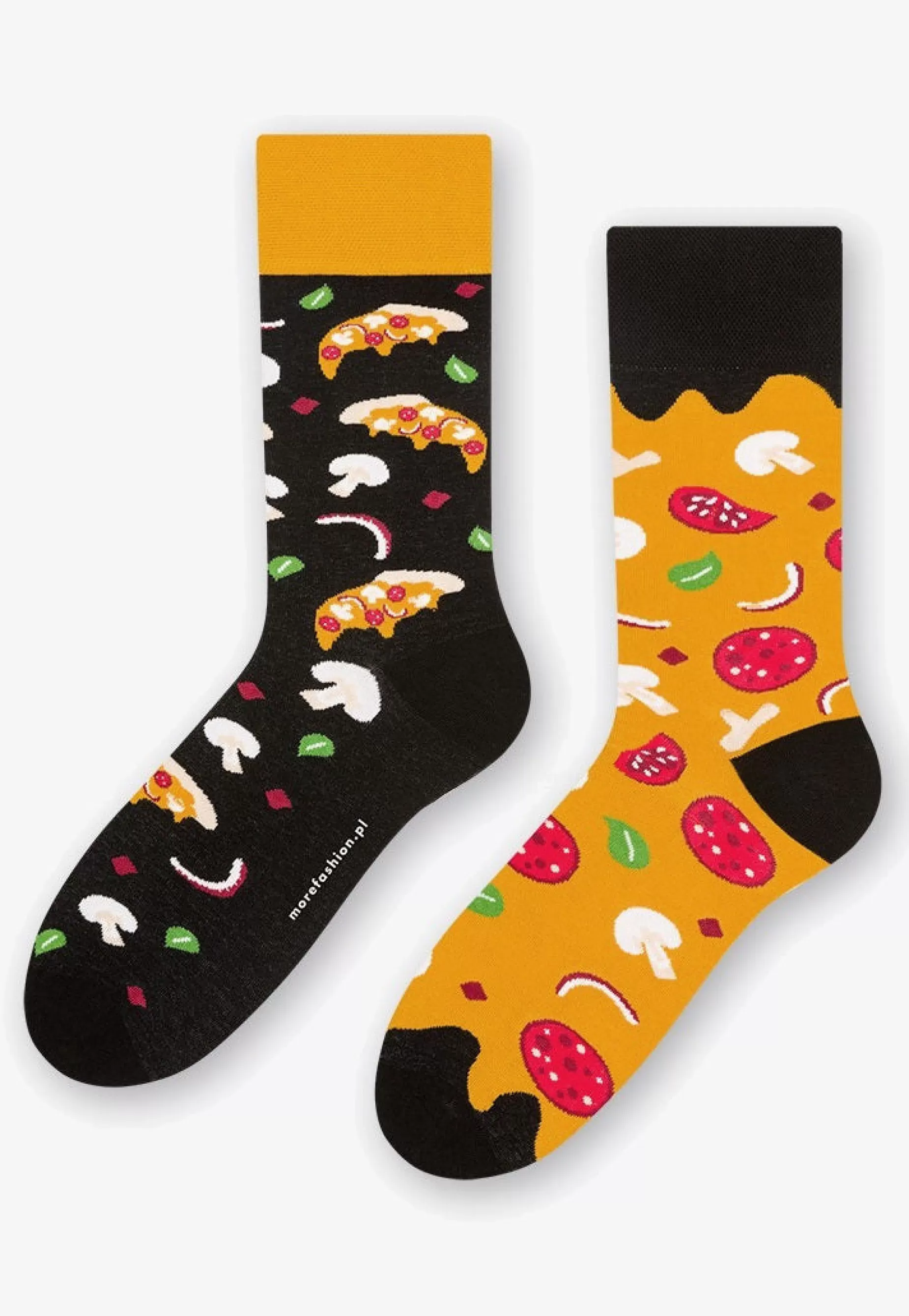Cotton Socks | More Pizza Odd Patterned Socks In Mustard By Black