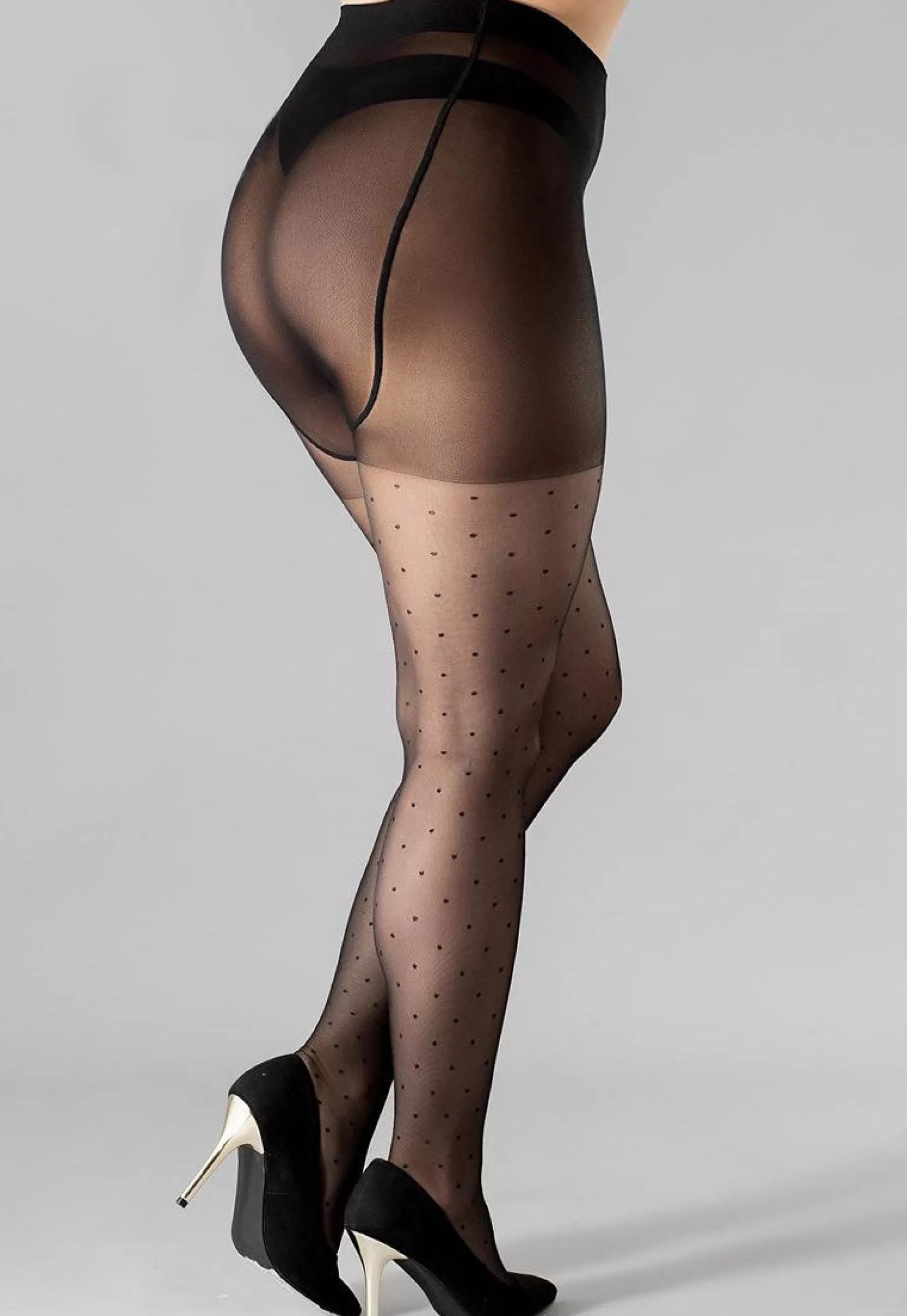 Patterned Tights | Giulia Positive Amalia Plus Size Polka Dot Patterned Tights By Black