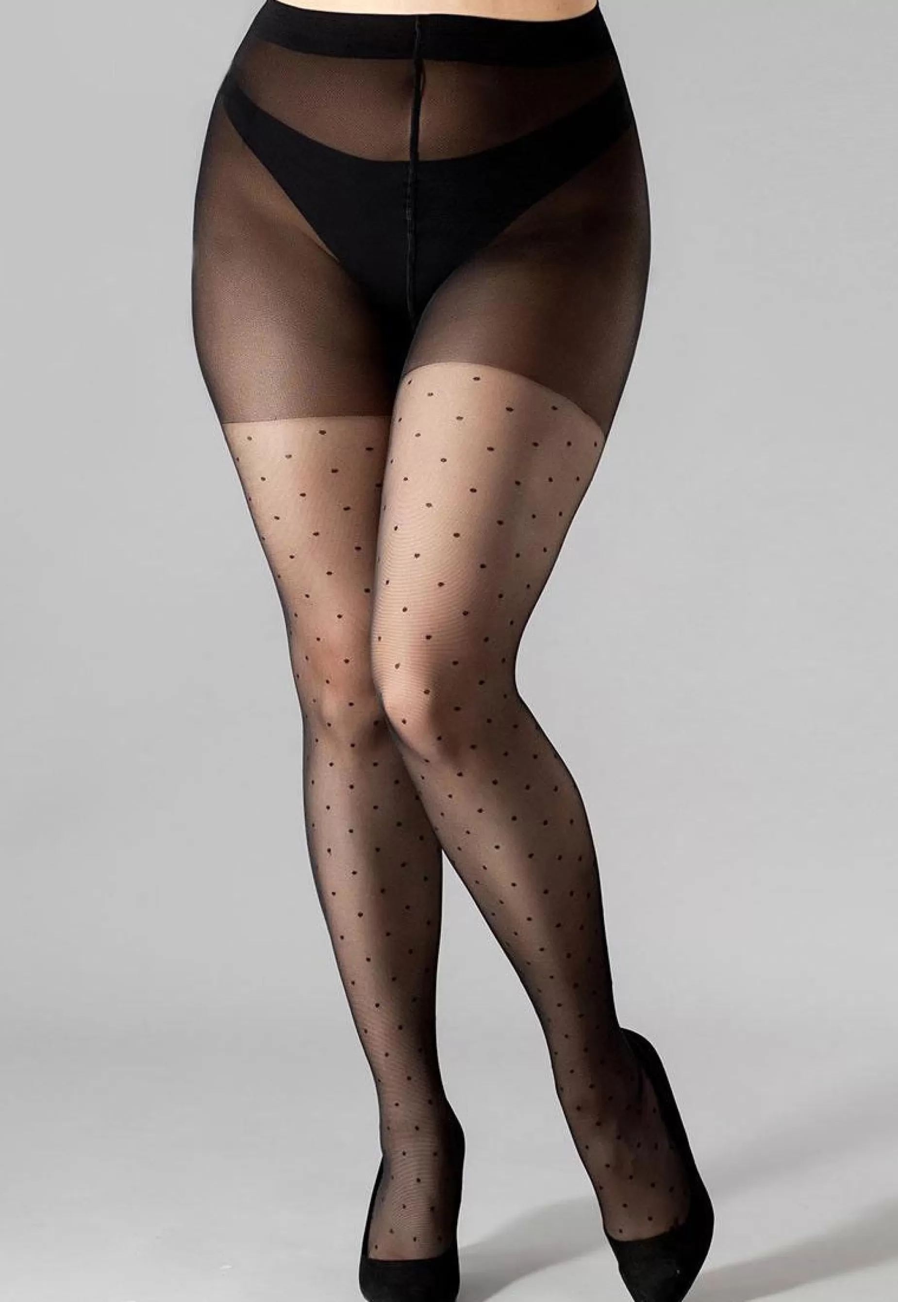 Patterned Tights | Giulia Positive Amalia Plus Size Polka Dot Patterned Tights By Black
