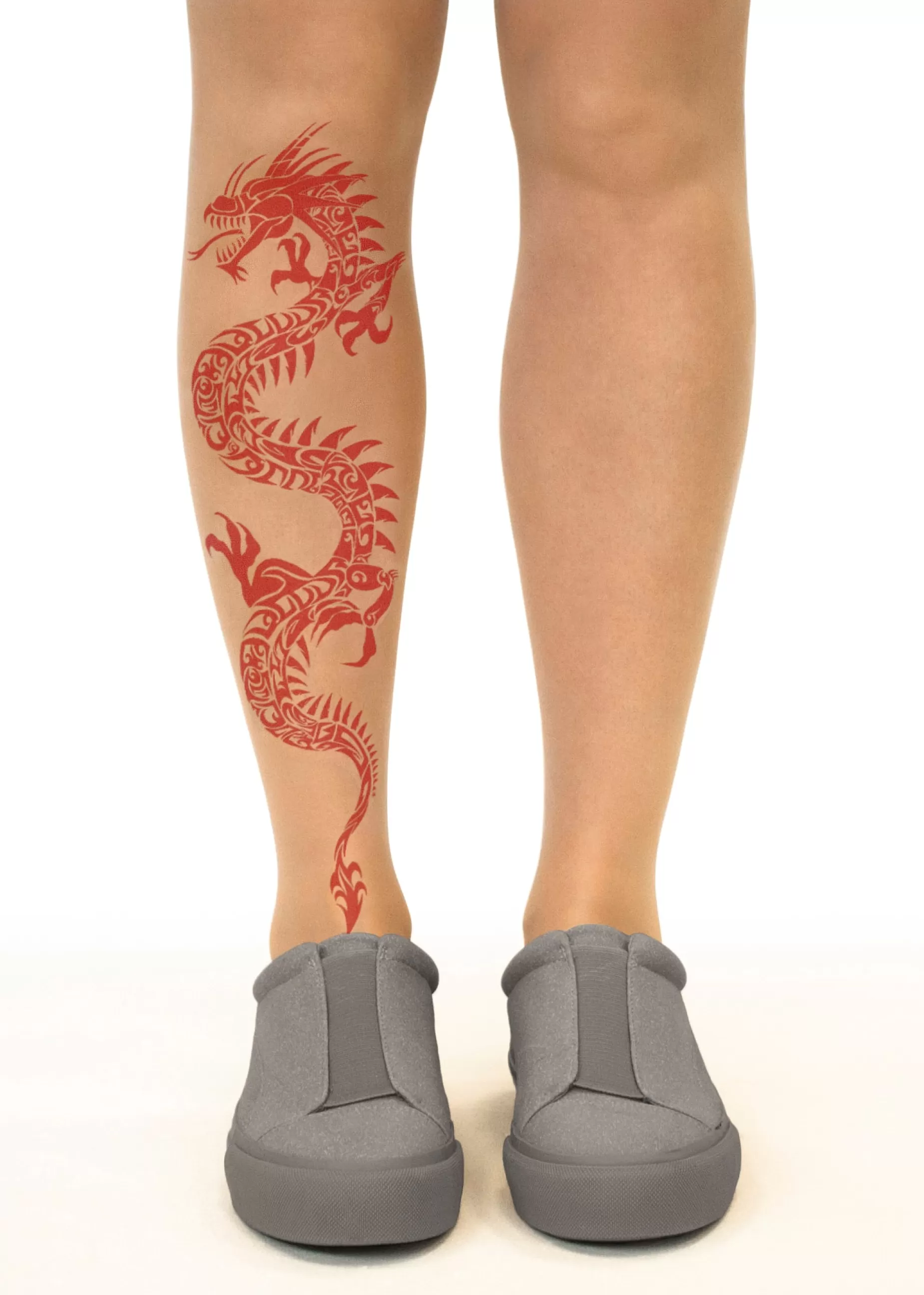 Animal Print Tights | Stop & Stare Red Dragon Tattoo Tights By Sun: Medium Tan With Peachy Brown Tones For A Healthy Sun Tan Effect