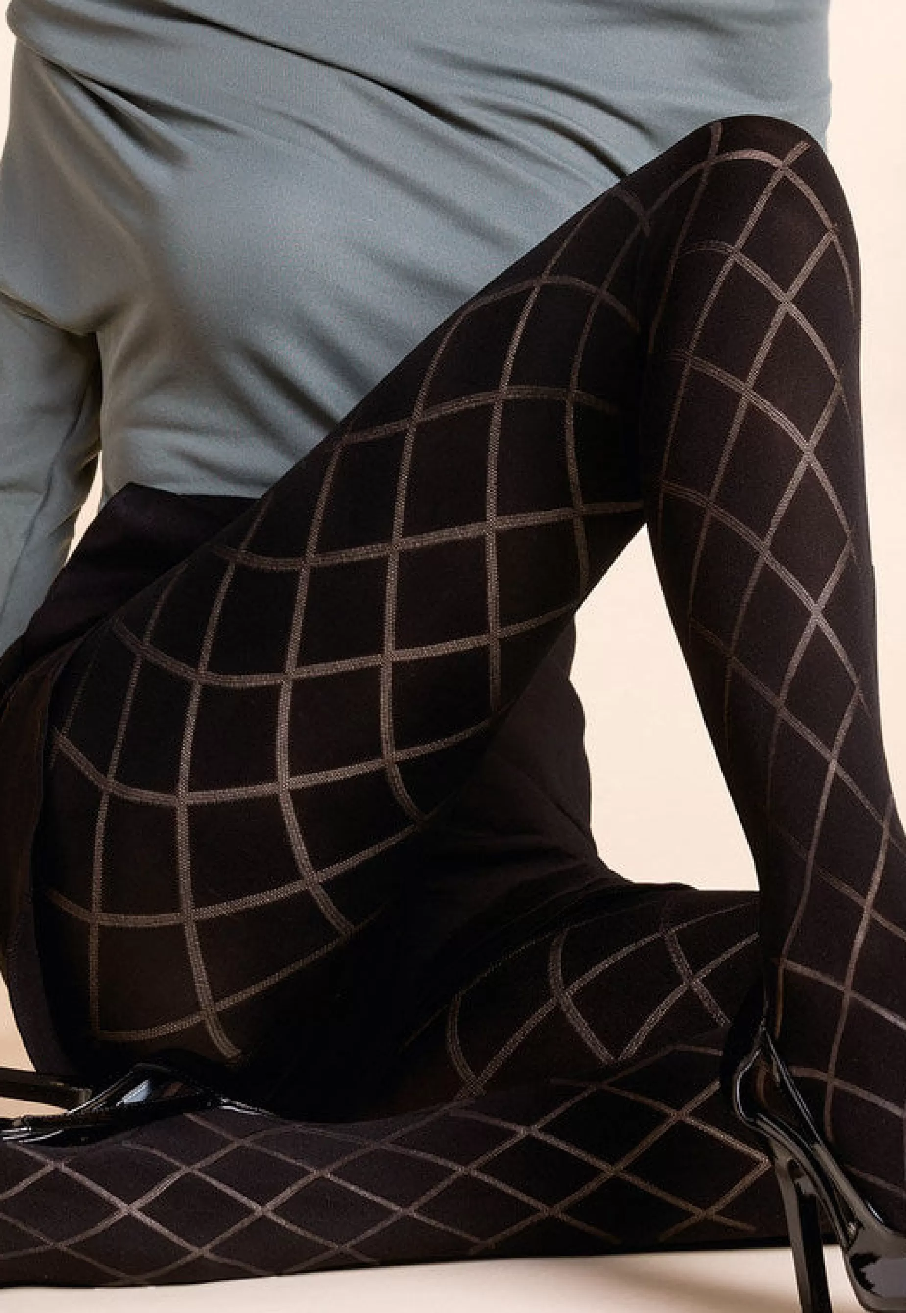 Stripe & Check Tights | Gabriella Savia Diamond Patterned Opaque Tights By Nero: Black
