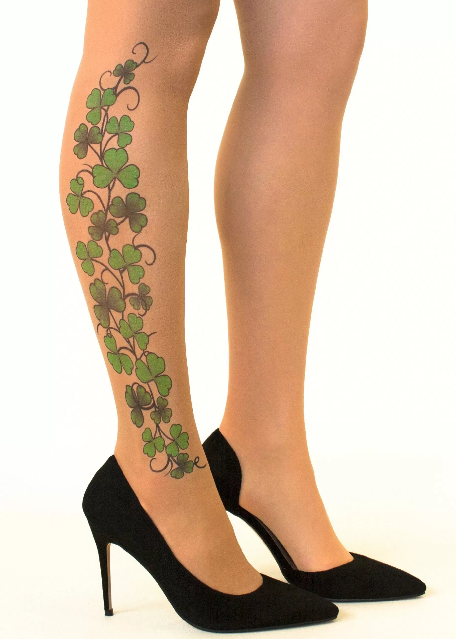 Tattoo Tights | Stop & Stare Shamrock Vine Tattoo Tights By Sun: Medium Tan With Peachy Brown Tones For A Healthy Sun Tan Effect