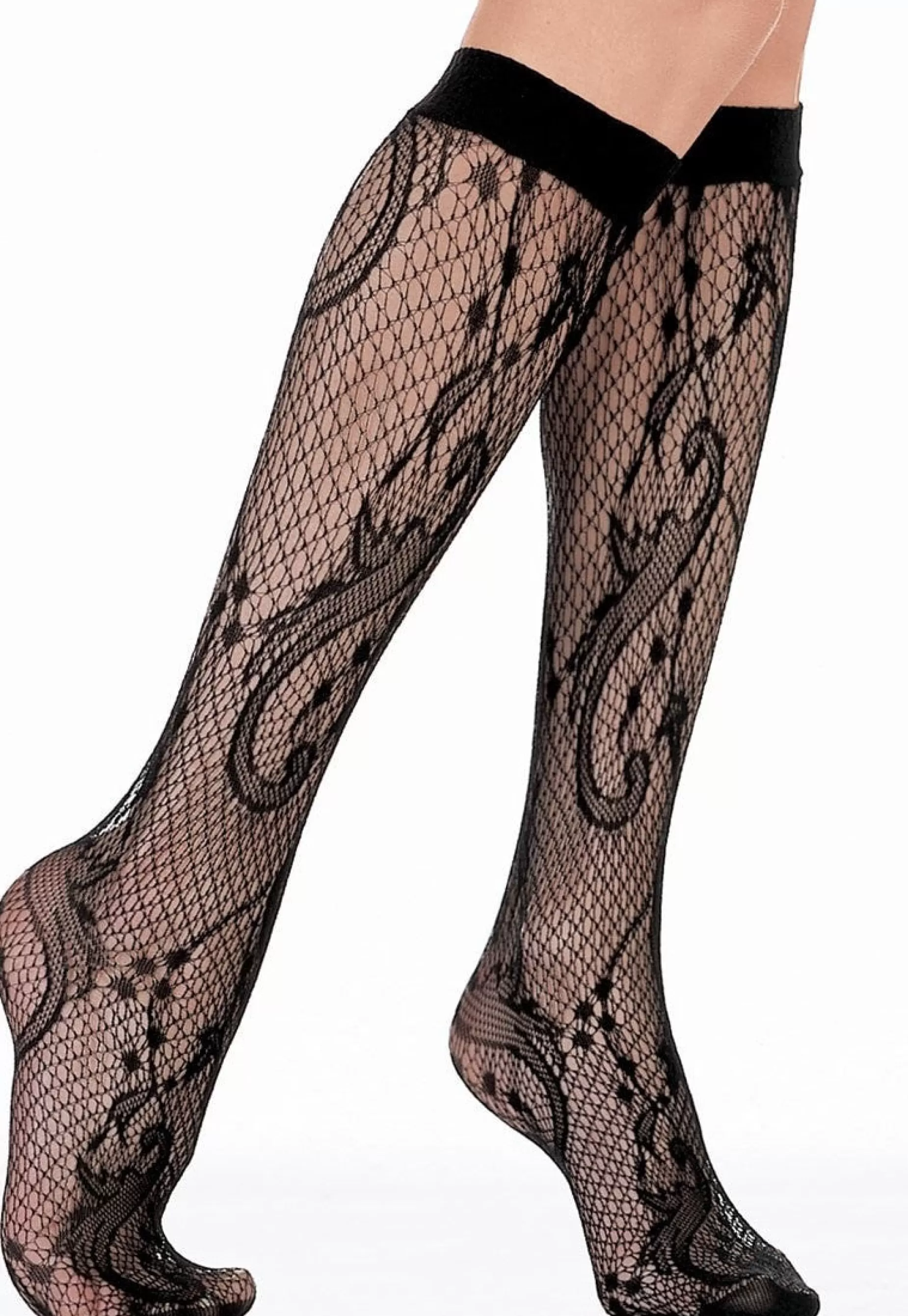 Knee-High Socks | Veneziana Sissi Lace Fishnet Knee-High Socks By