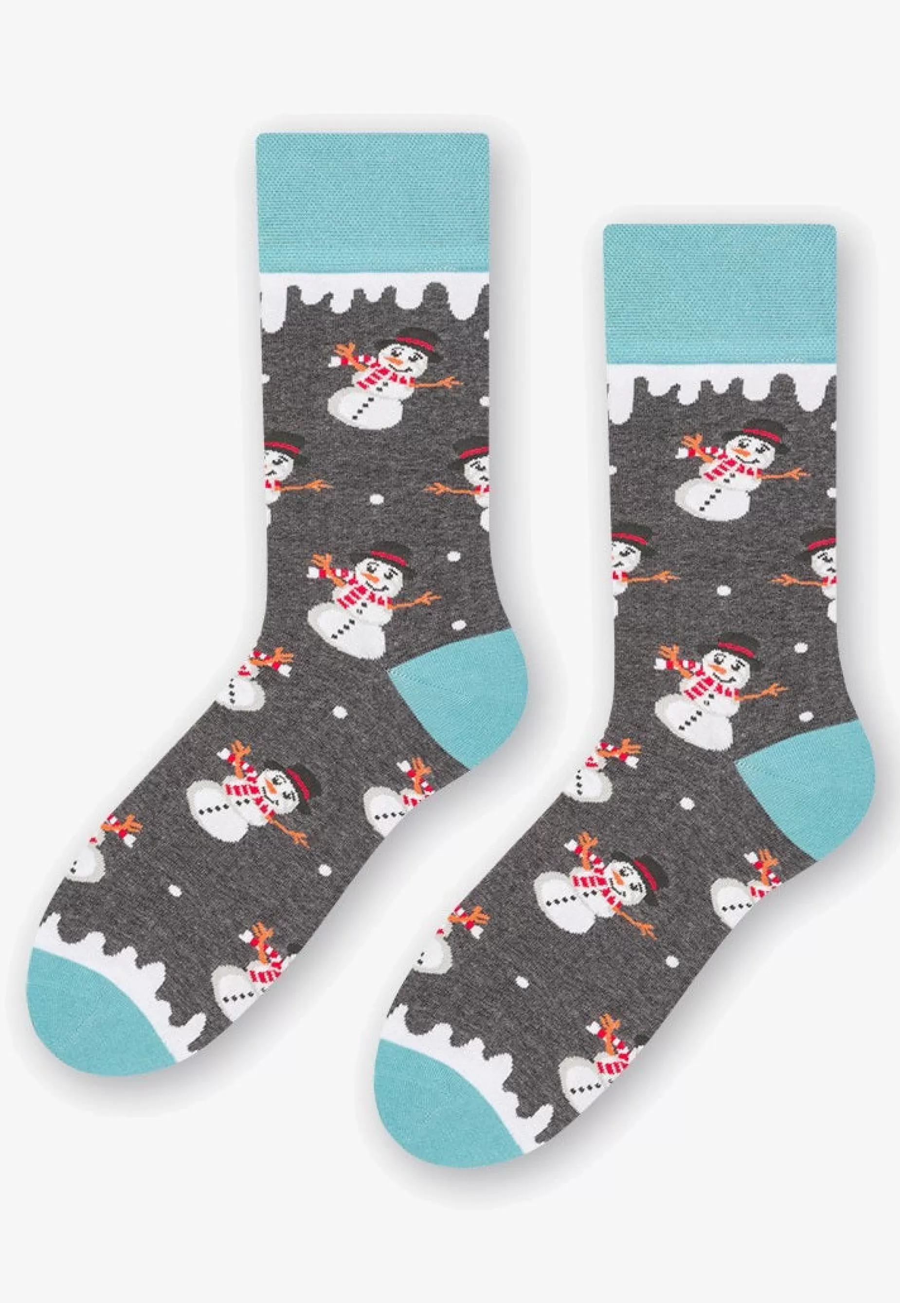 Men's Socks | More Snowmen Christmas Patterned Socks In Marl By Grey