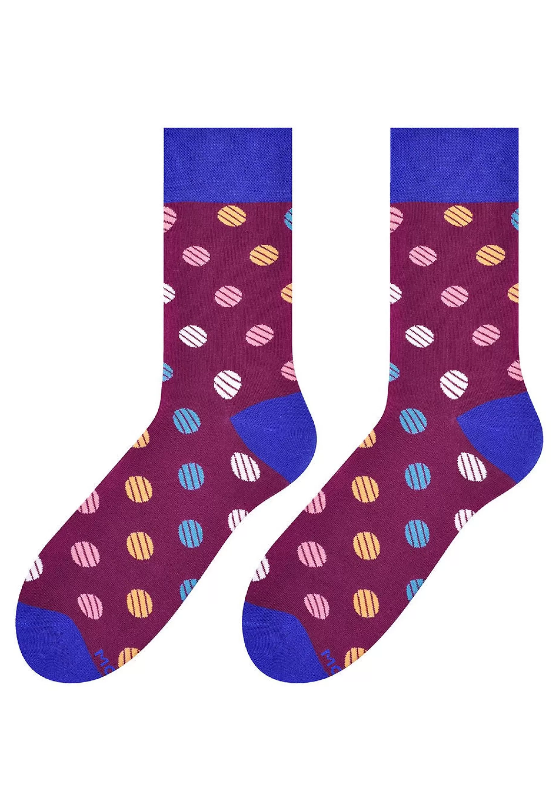 Men's Socks | More Striped Dots Patterned Socks In By Burgundy