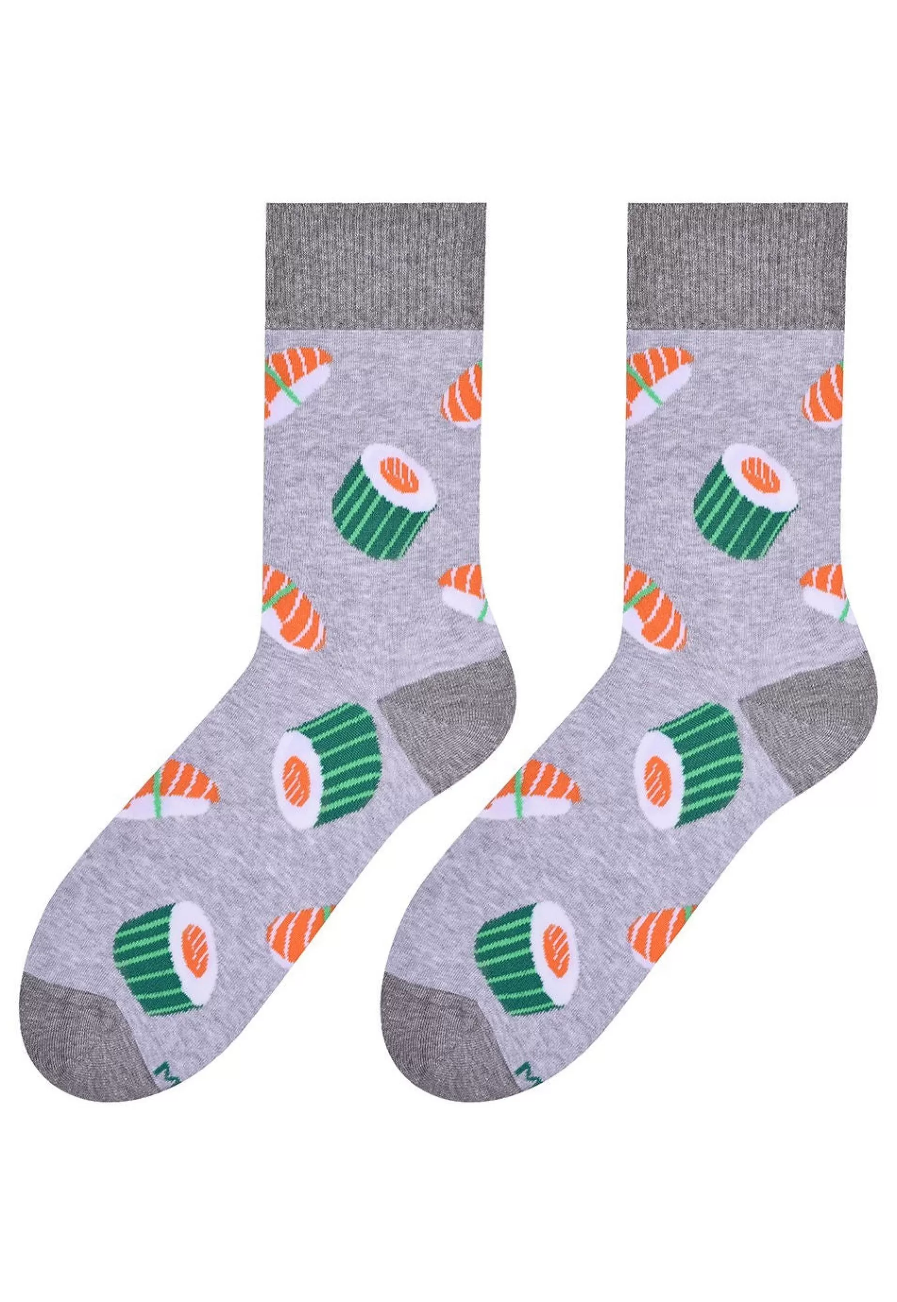 Cotton Socks | More Sushi Patterned Socks In Grey By Light Grey