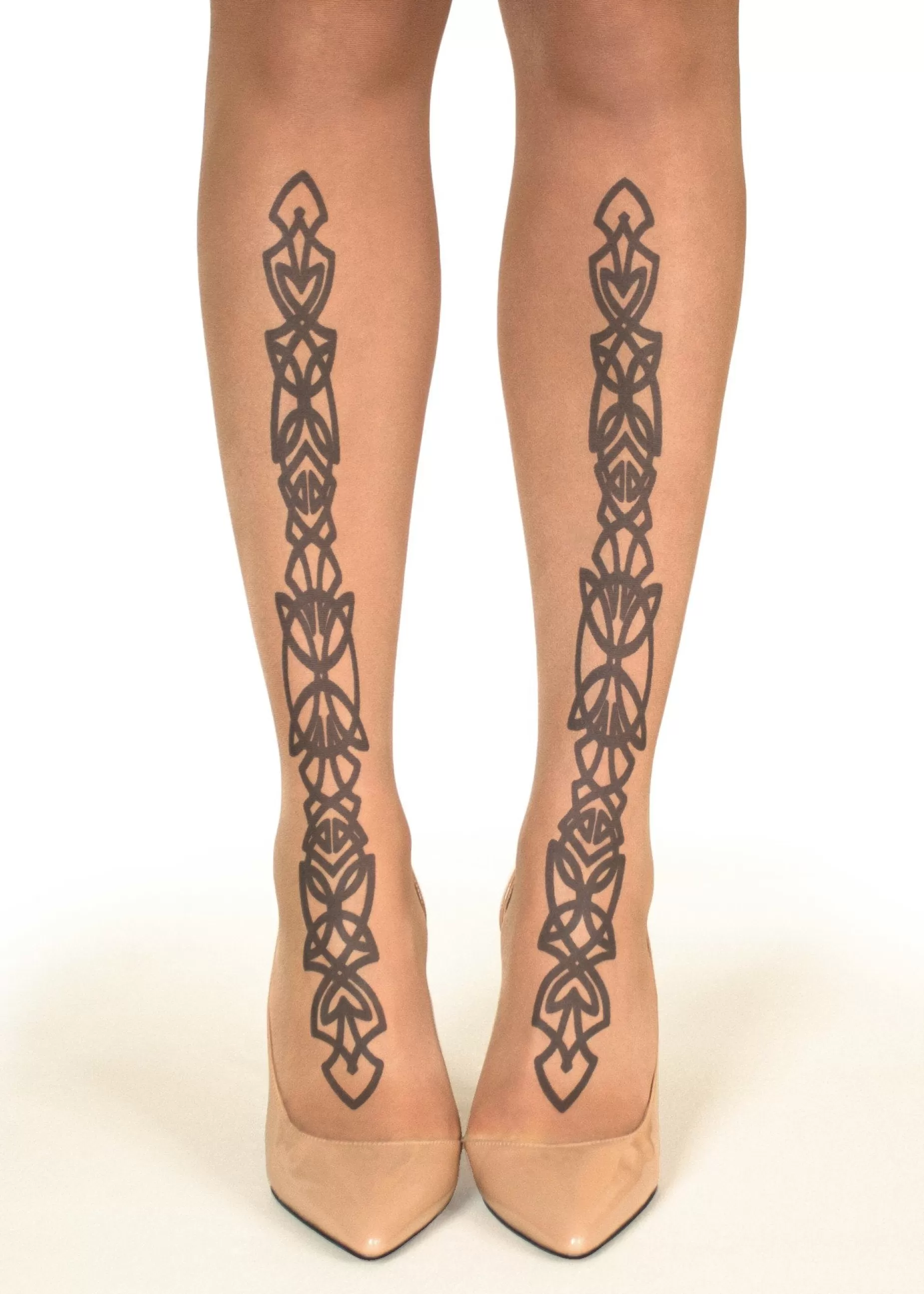 Tattoo Tights | Stop & Stare Twin Celtic Design Tattoo Tights By Sun: Medium Tan With Peachy Brown Tones For A Healthy Sun Tan Effect