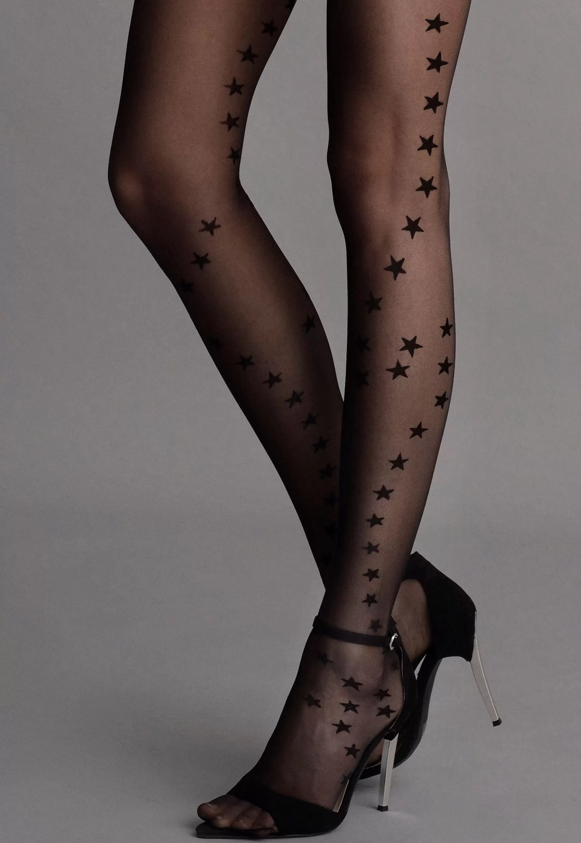 Polka Dot Tights | Fiore Vanity Star Patterned Sheer Tights By Nero: Black