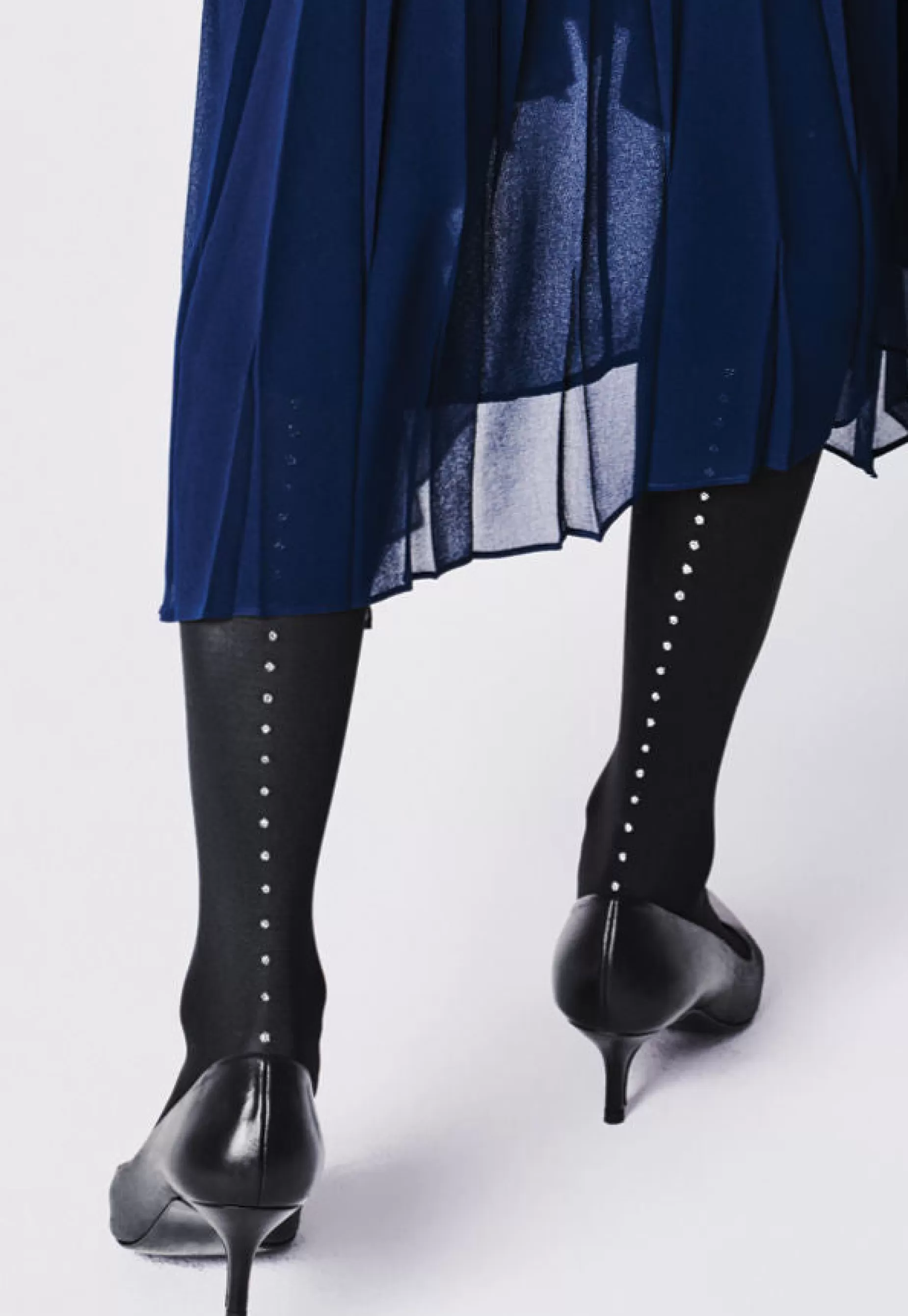 Seamed Tights | Fiore Venezia Dotted Lurex Back Seam Tights By Nero: Black