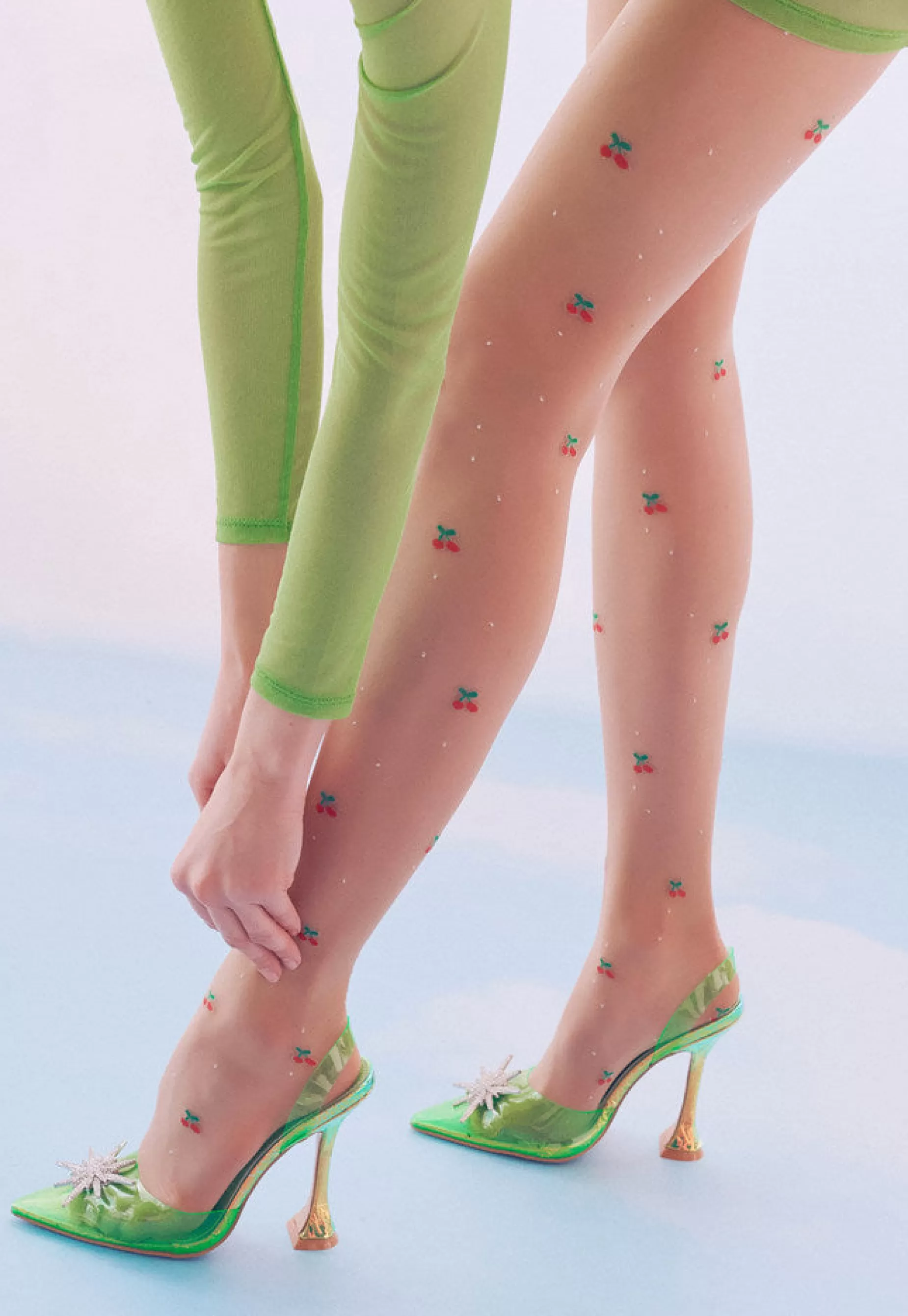 Patterned Tights | Gabriella Very Cherry Patterned Sheer Tights By Beige