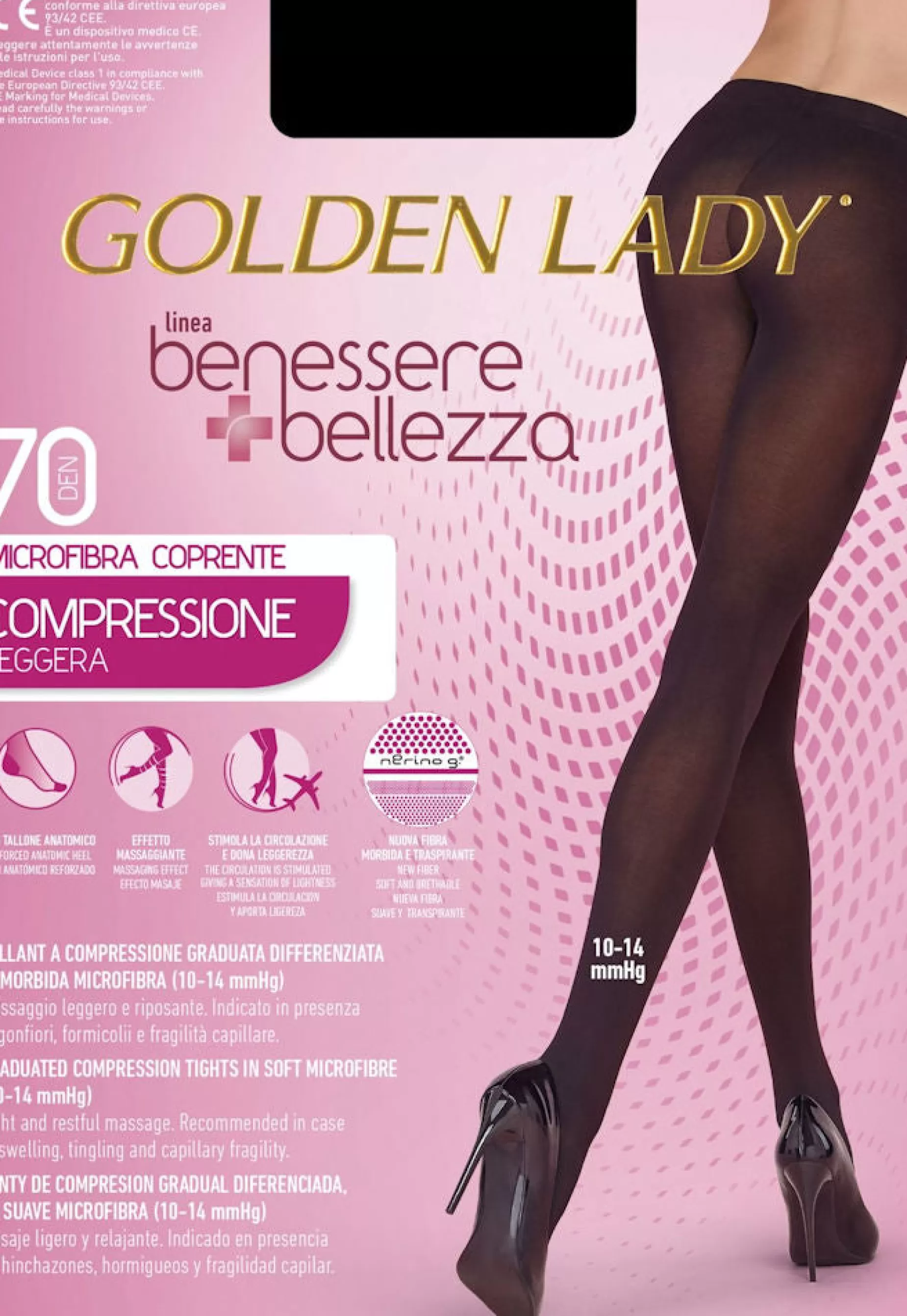 Thick Tights | Golden Lady Wellness & Beauty 70 Den 10-14Mmhg Compression Opaque Tights By Black