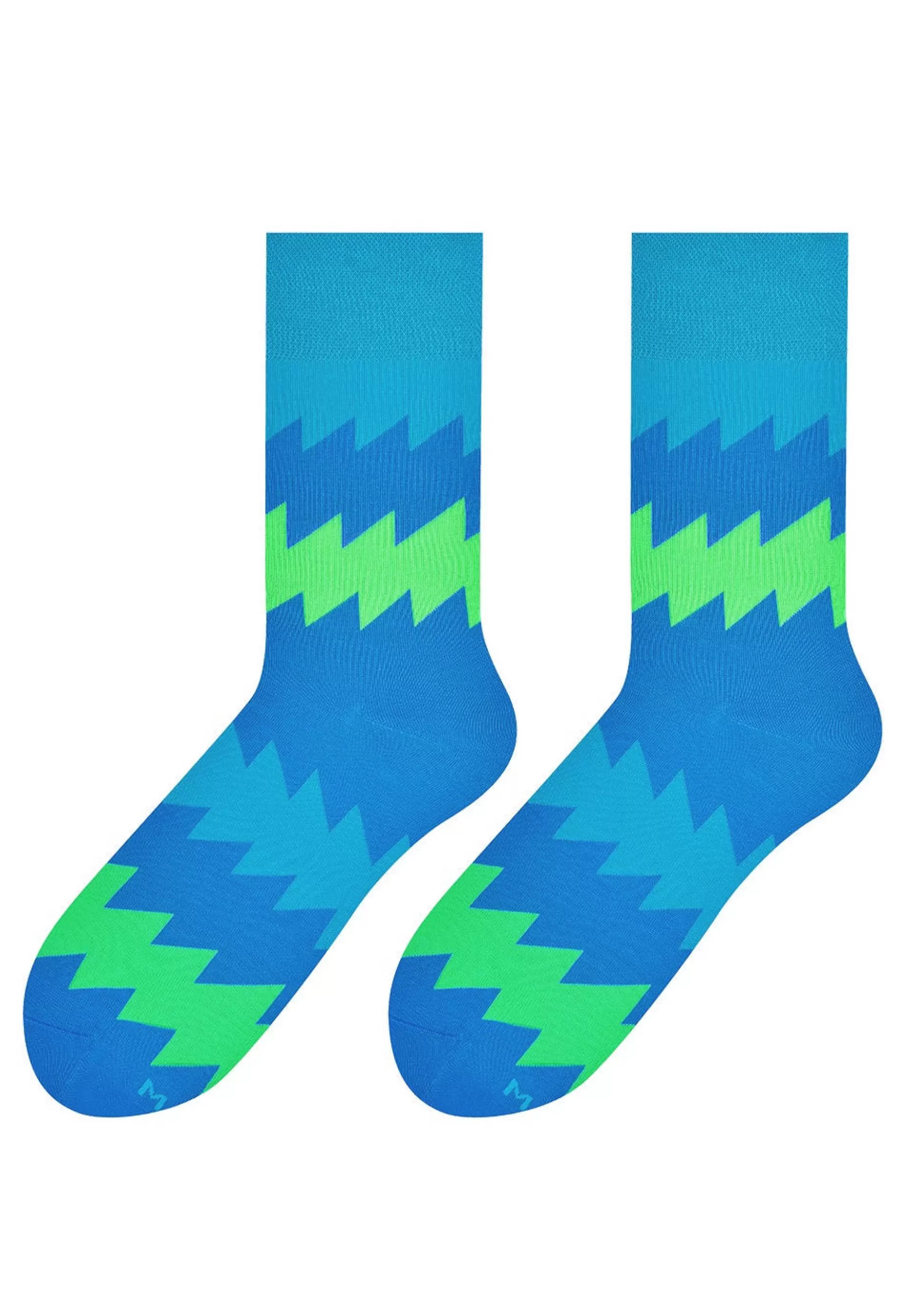Men's Socks | More Zigzag Patterned Socks In Blue & Green By Bright Blue
